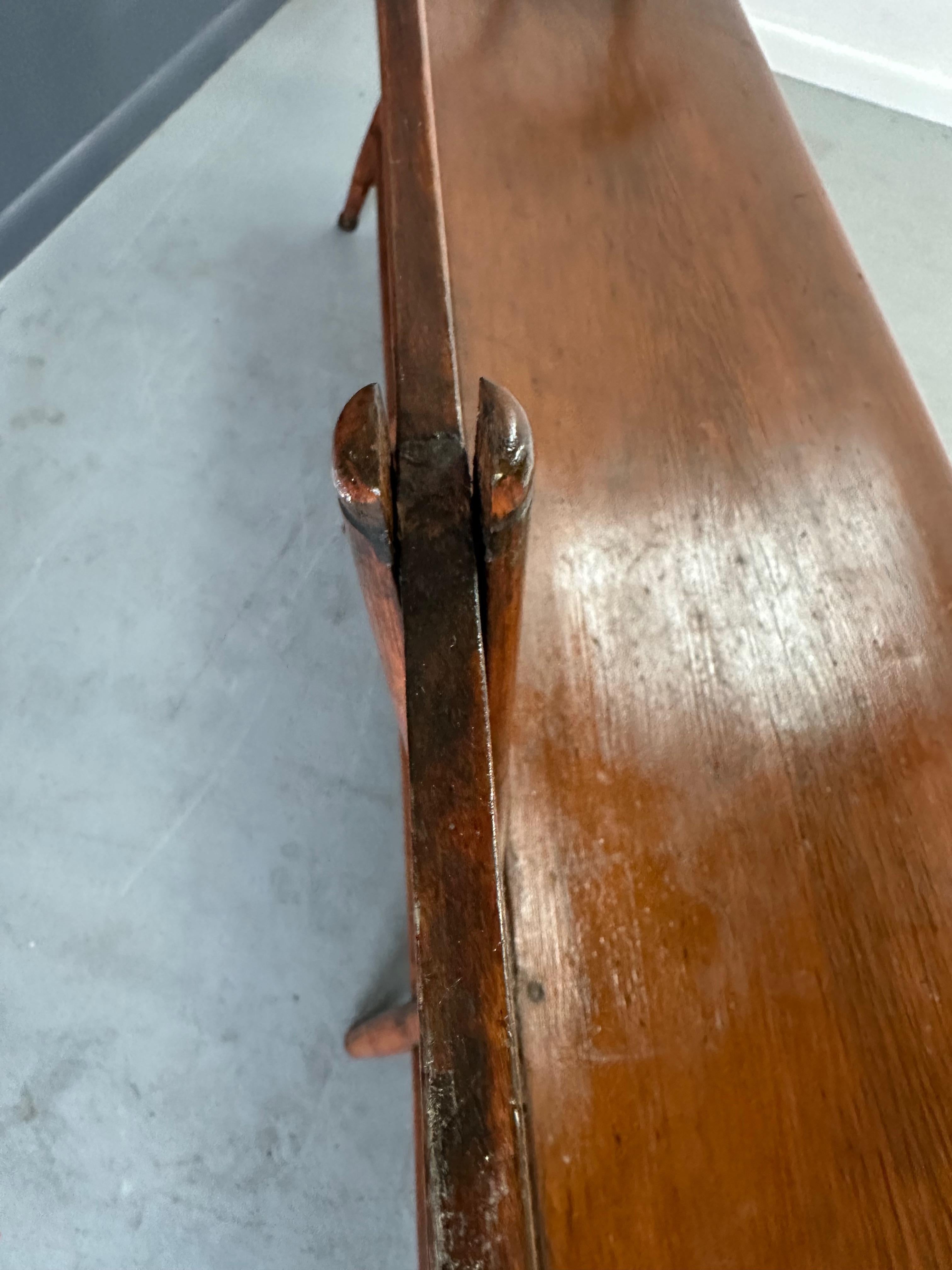 Antique Pine Rustic Spindle Back Long Deacon's Bench 2