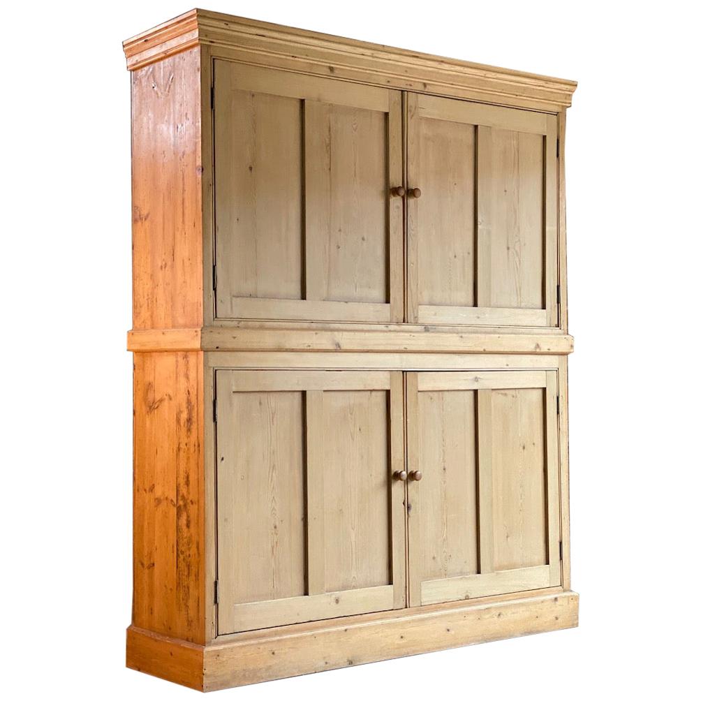 Antique Pine School Cupboard Pantry, Early 20th Century