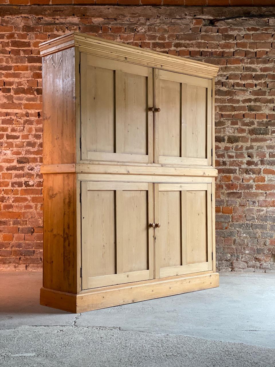Antique Pine School Cupboard Pantry, Early 20th Century 2