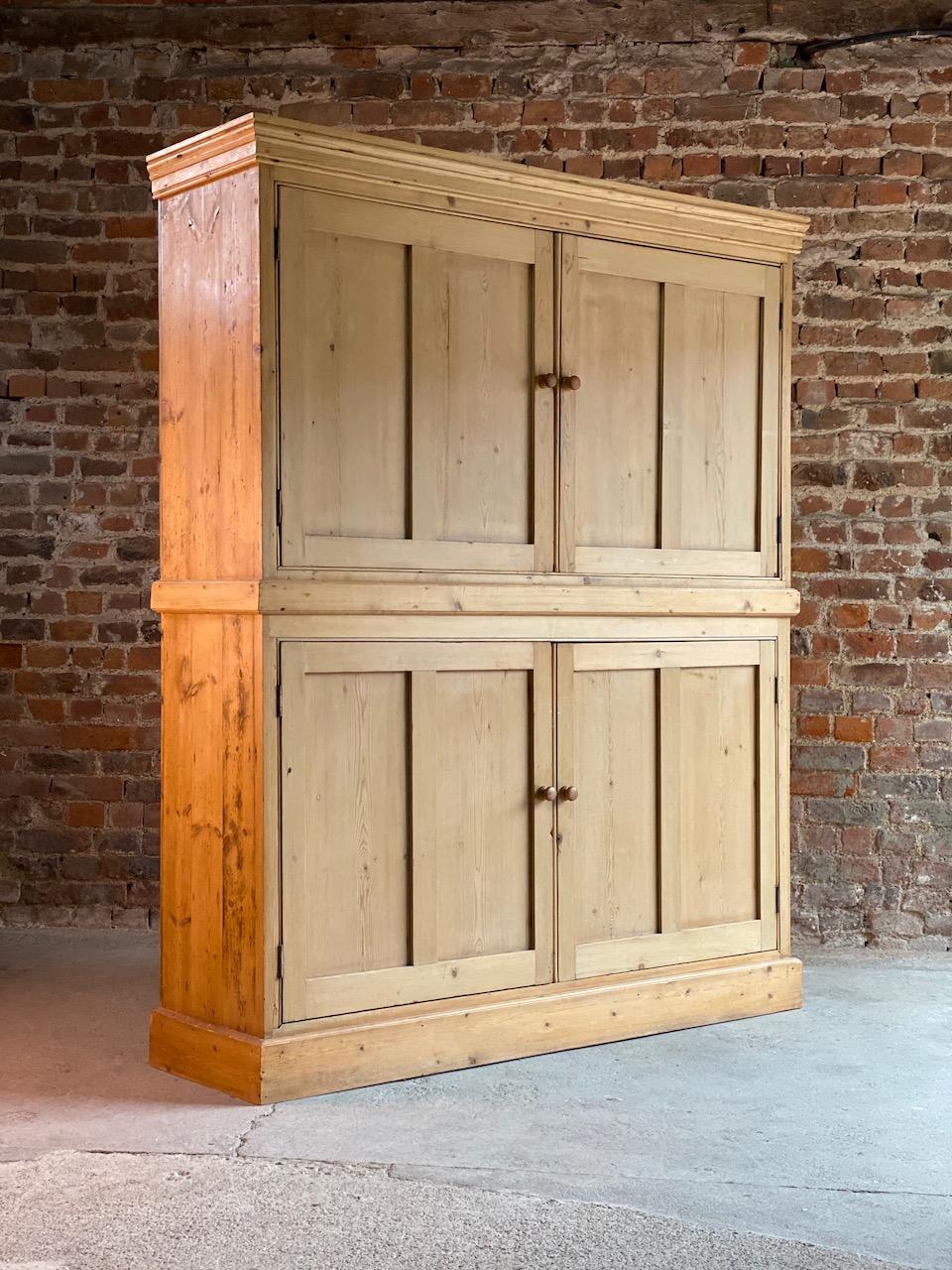 Antique Pine School Cupboard Pantry, Early 20th Century 3