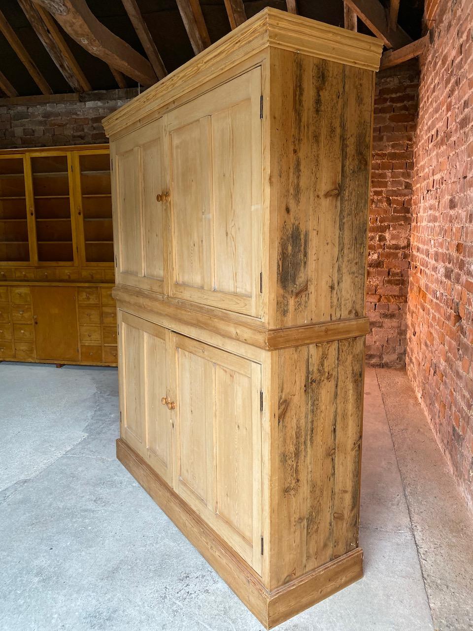 Late Victorian Antique Pine School Cupboard Pantry, Early 20th Century