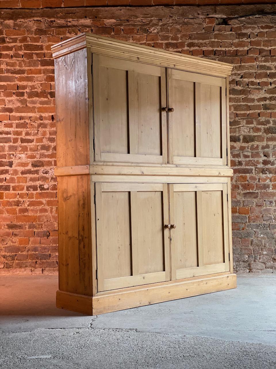 Antique Pine School Cupboard Pantry, Early 20th Century 3