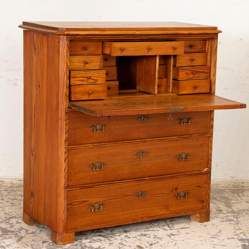 19th Century Antique Pine Secretary Desk from Sweden