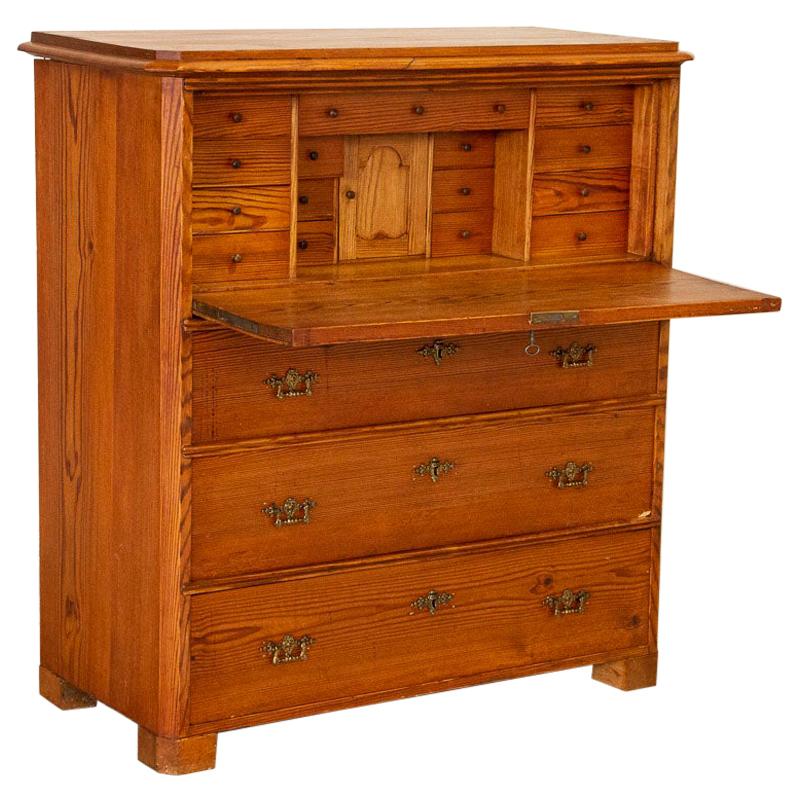 Antique Pine Secretary Desk from Sweden