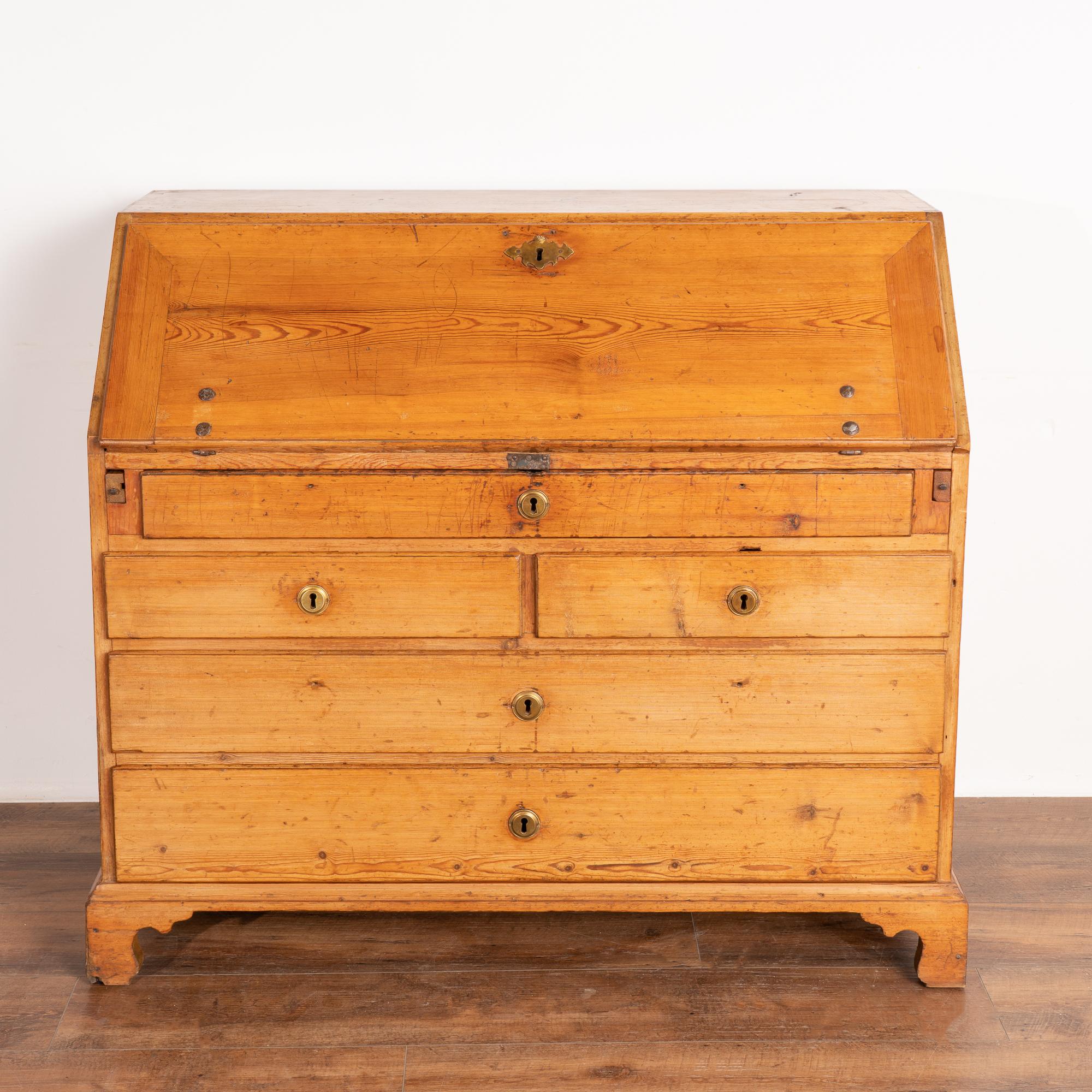 19th Century Antique Pine Secretary Desk, Sweden circa 1820-1840