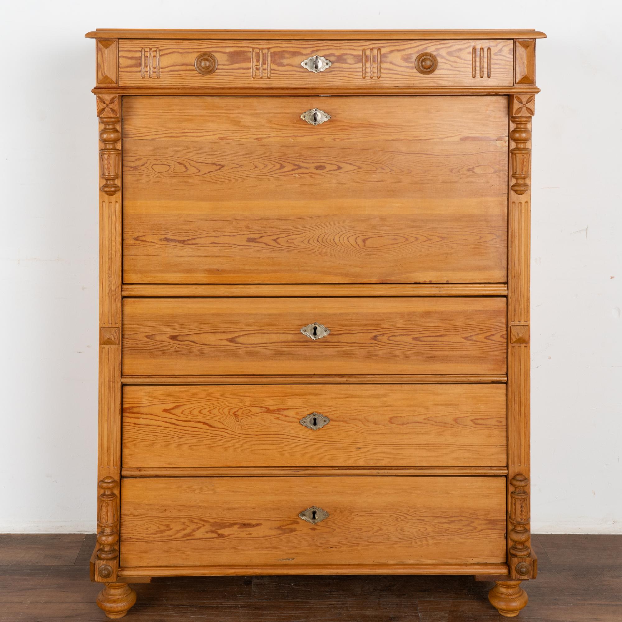 Antique Pine Secretary Desk, Sweden circa 1890 In Good Condition In Round Top, TX