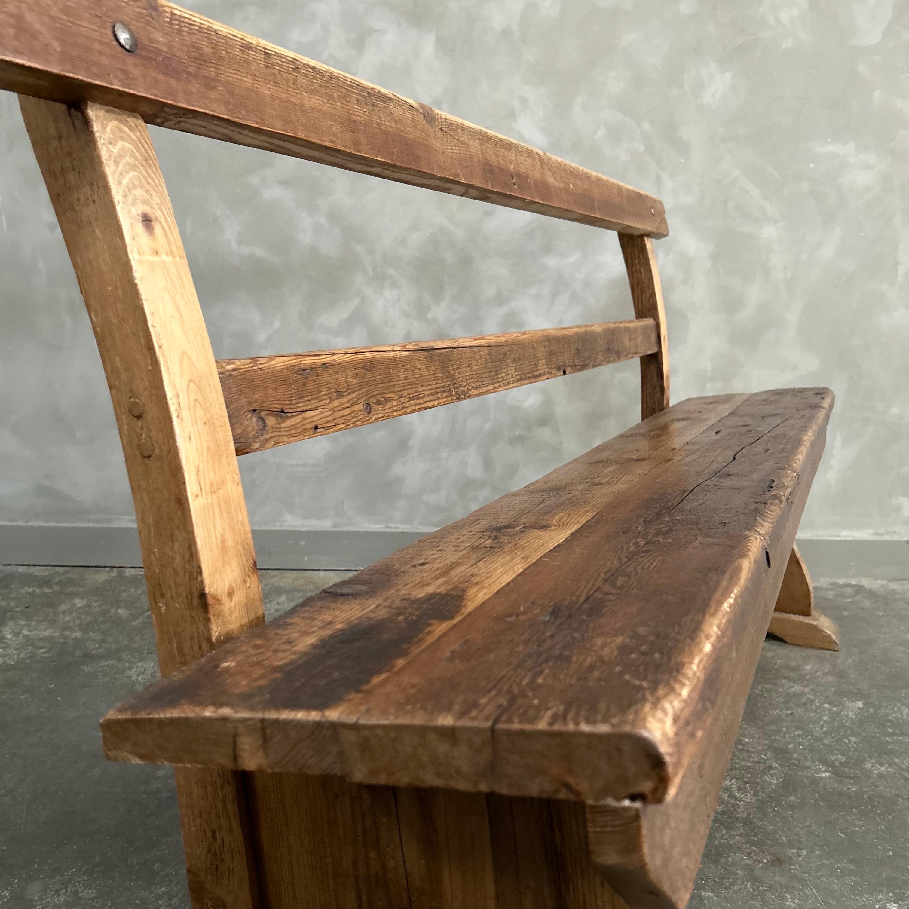 Antique Pine Settle Bench  For Sale 9