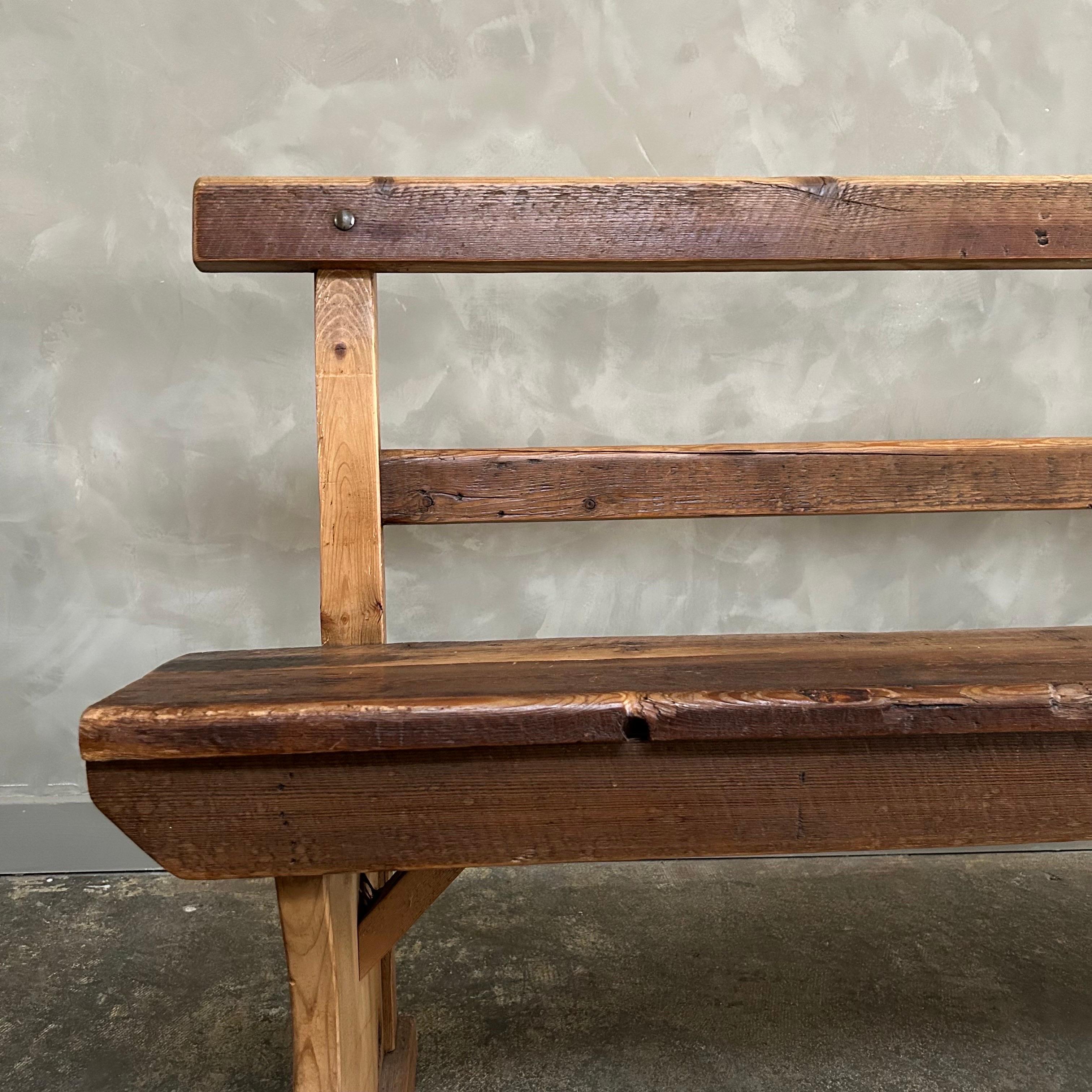 19th Century Antique Pine Settle Bench  For Sale