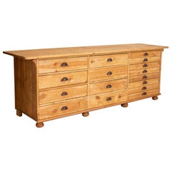 Antique Pine Shop Counter Apothecary Sideboard from Denmark