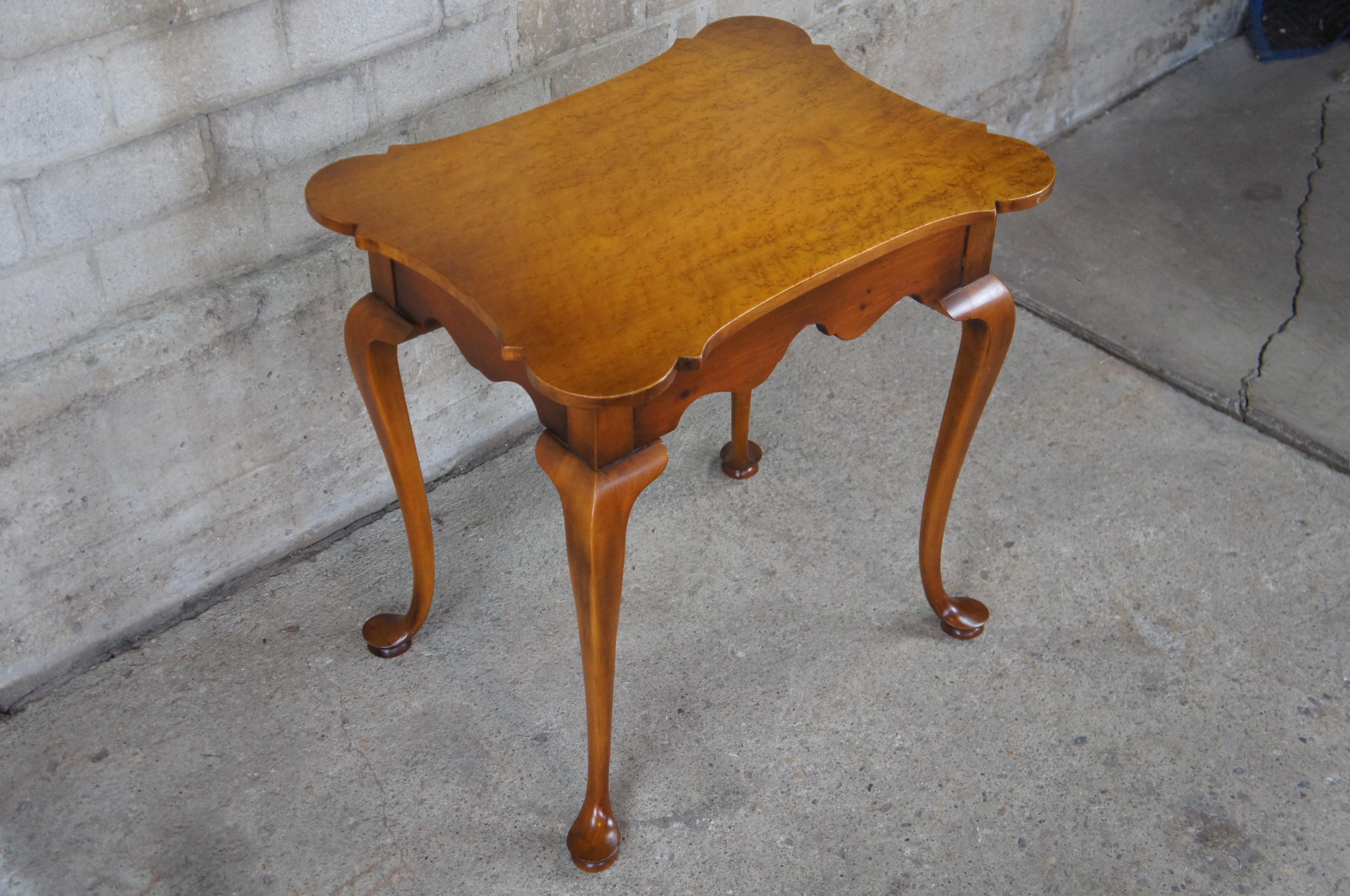 Antique Pine Shop Original Birdseye Maple Serpentine Porringer Tea Side Table 2