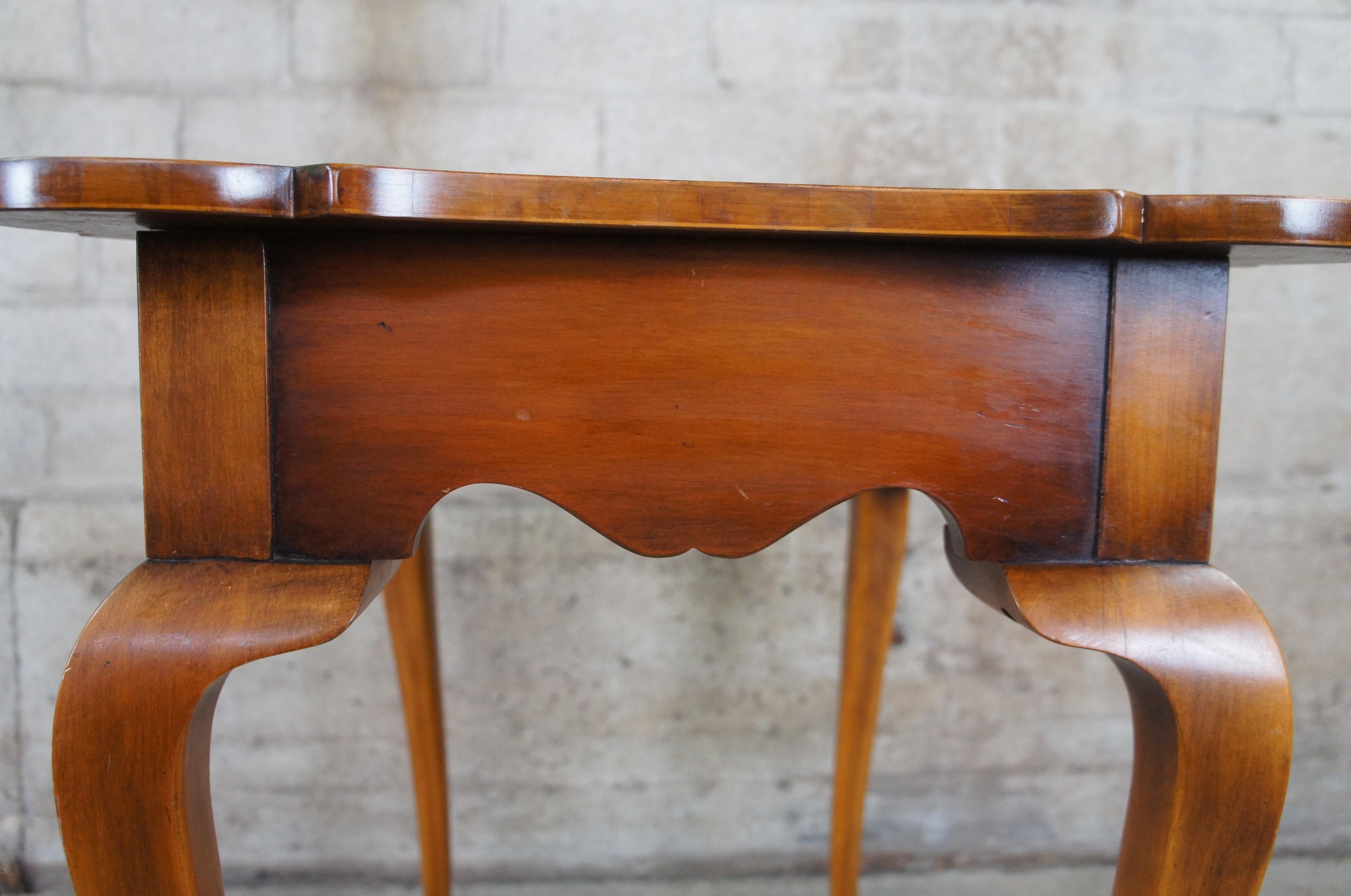 Mid-20th Century Antique Pine Shop Original Birdseye Maple Serpentine Porringer Tea Side Table