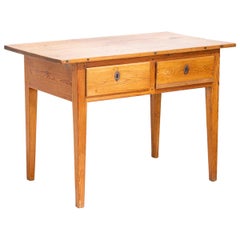 Antique Pine Side Table with Two Drawers