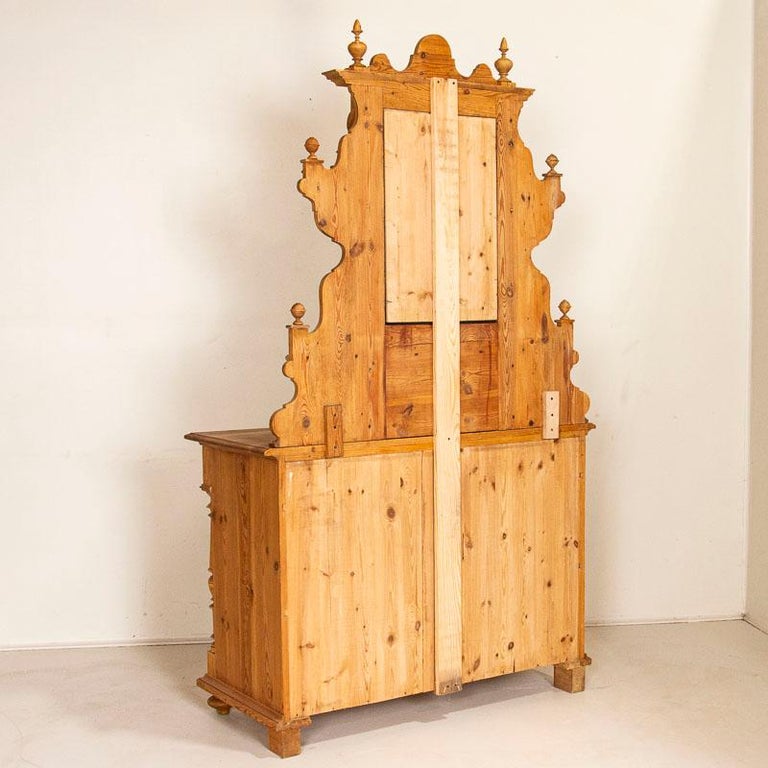 Antique Pine Sideboard Buffet with Mirror For Sale at 1stDibs