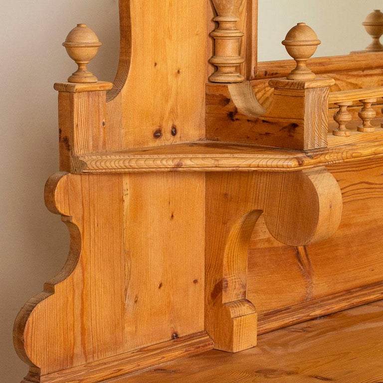 Antique Pine Sideboard Buffet with Mirror For Sale at 1stDibs