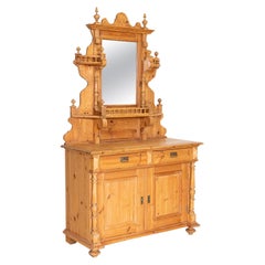 Antique Pine Sideboard Buffet with Mirror