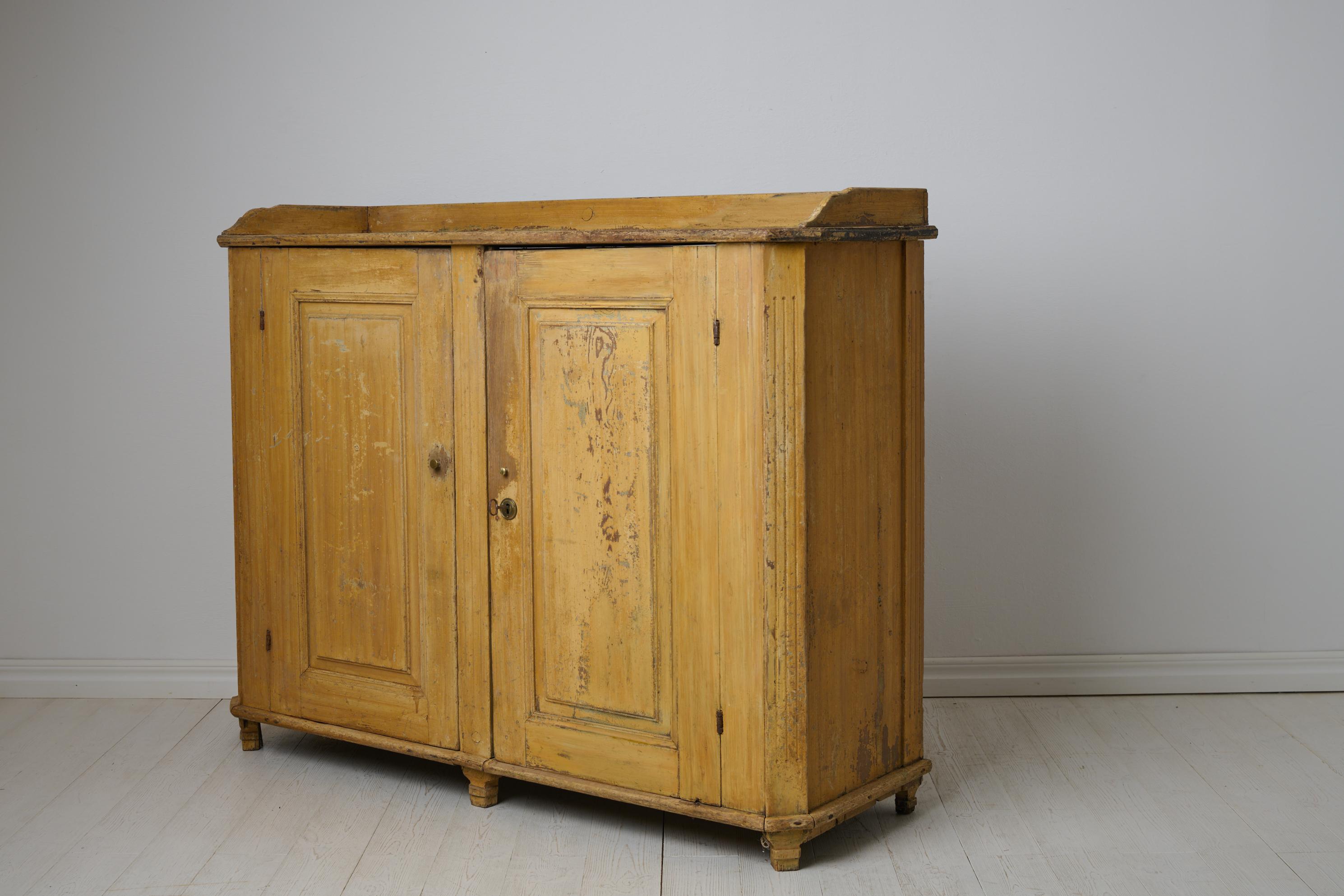 18th Century Antique Pine Sideboard from the Swedish Gustavian Period with Birch Faux Paint For Sale