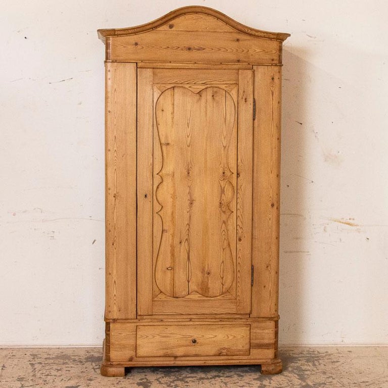 Antique Pine Single Door Armoire with Curved Panels at 1stDibs