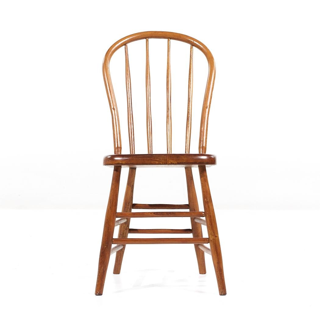 Antique Pine Spindle Side Dining Chairs - Pair In Good Condition For Sale In Countryside, IL