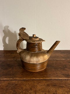 Antique Pine Spout Jug, Handcrafted Folk Art from Norway, 1800s