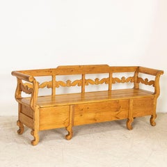 Antique Pine Swedish Bench with Storage