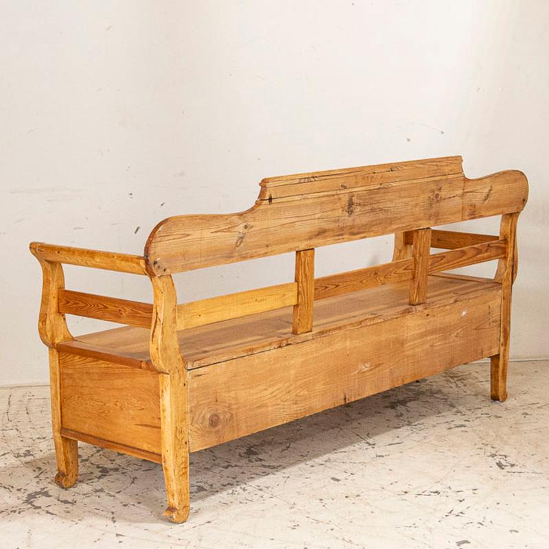 Antique Pine Swedish Bench with Storage In Good Condition In Round Top, TX