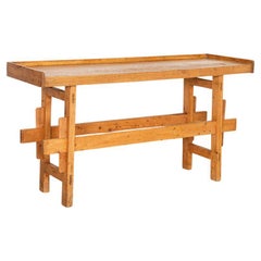 Antique Pine Trestle Console Table