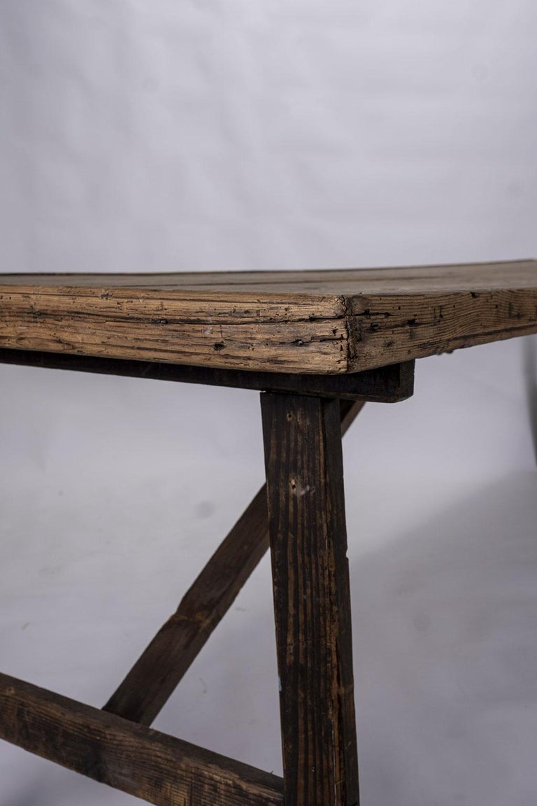 Antique Pine Trestle Dining Table For Sale at 1stDibs