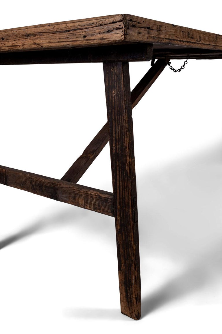 Antique Pine Trestle Dining Table For Sale at 1stDibs