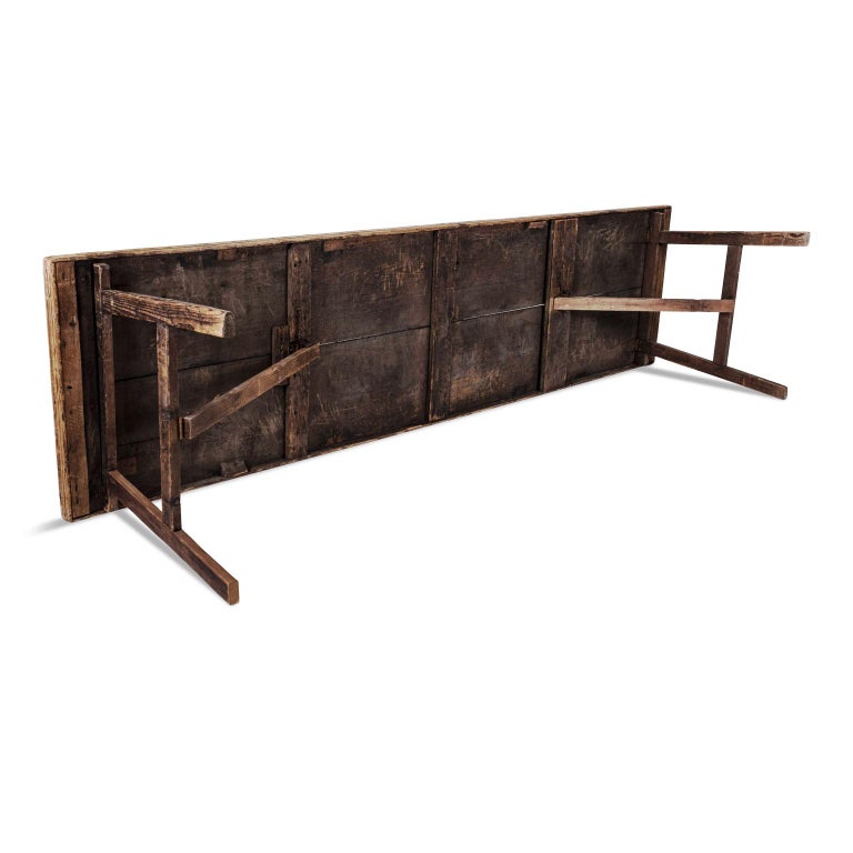 Antique Pine Trestle Dining Table For Sale at 1stDibs