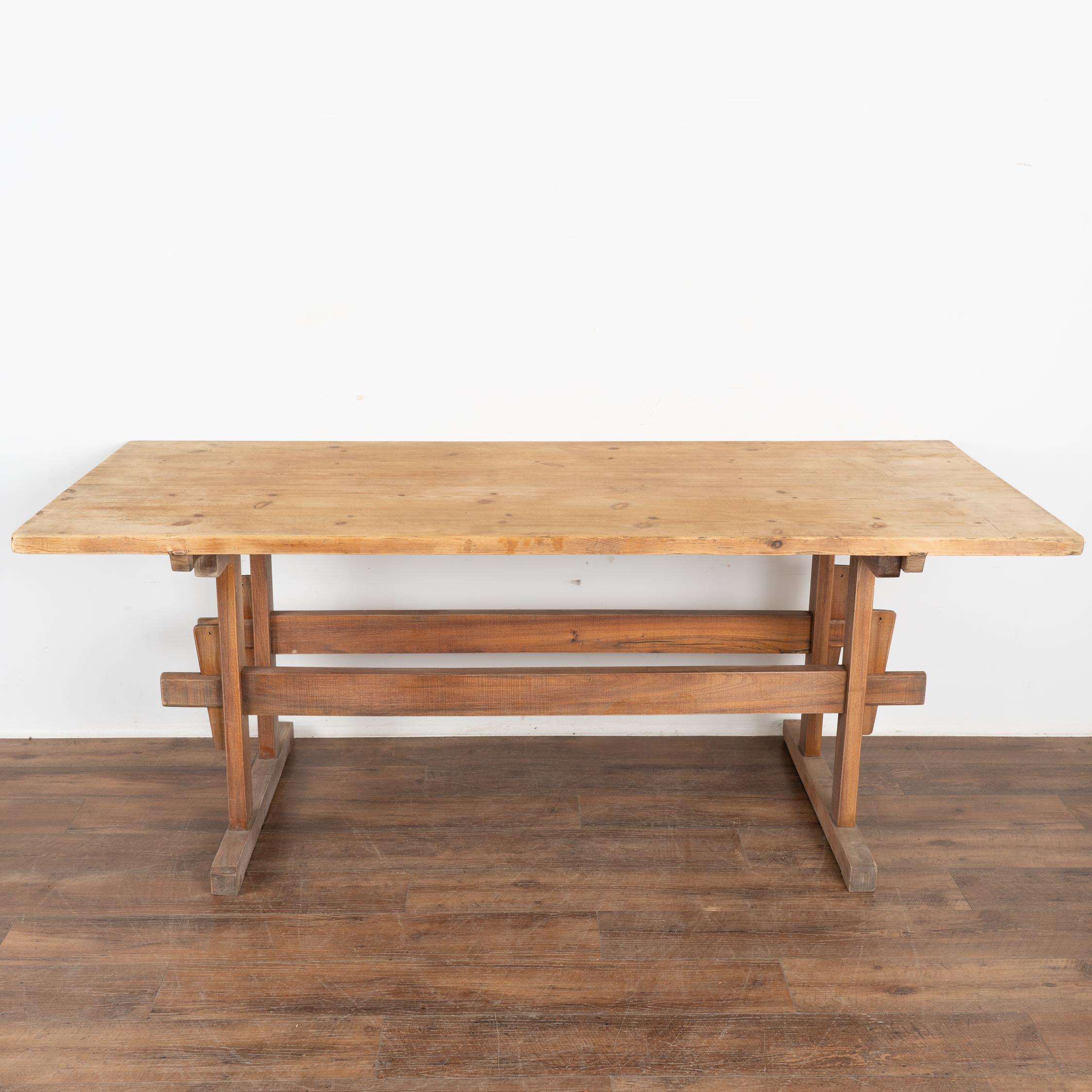 Country Antique Pine Trestle Farm Dining Table, Hungary circa 1890-1910