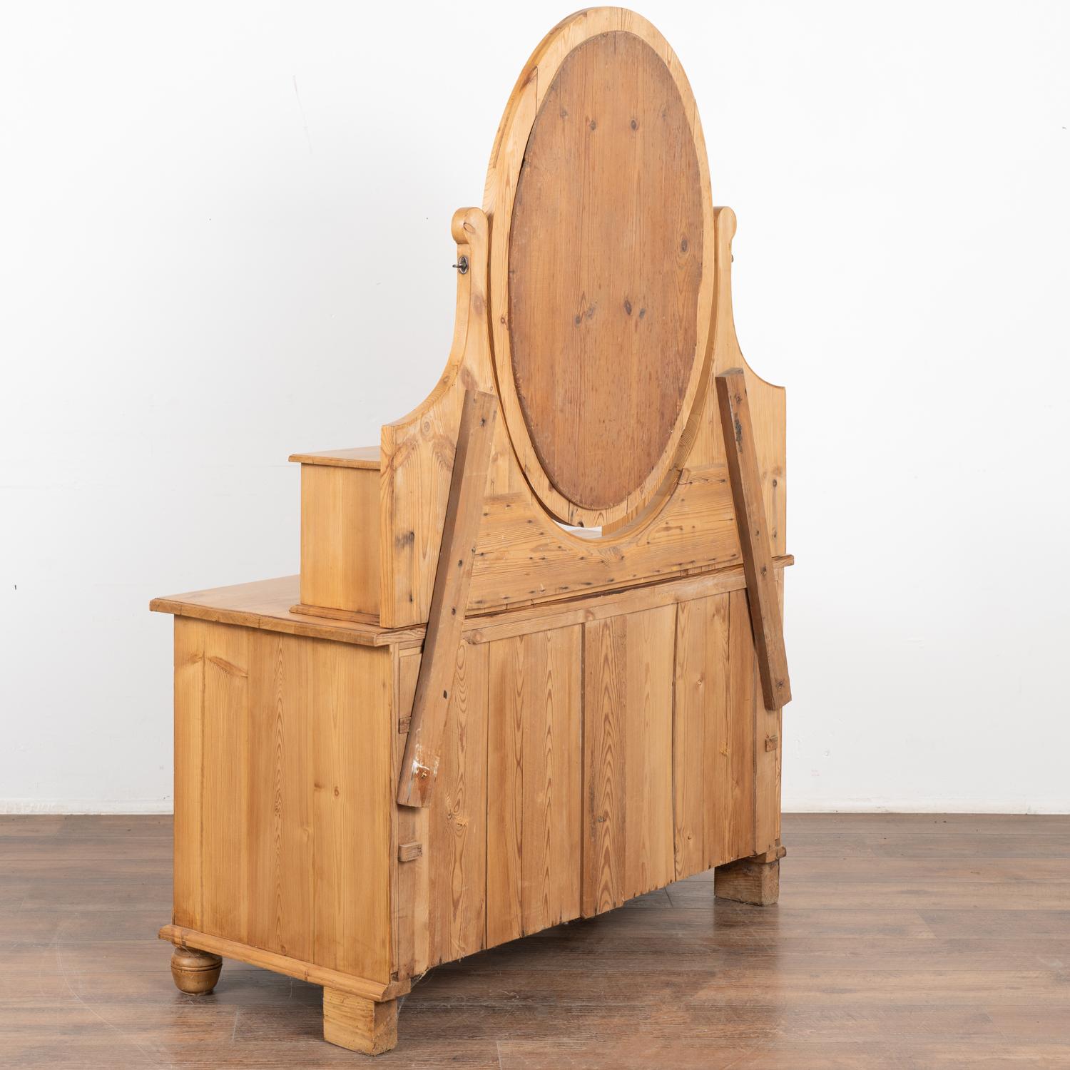 Antique Pine Vanity Mirror Dresser Chest of Drawers, Denmark circa 1920 For Sale 2