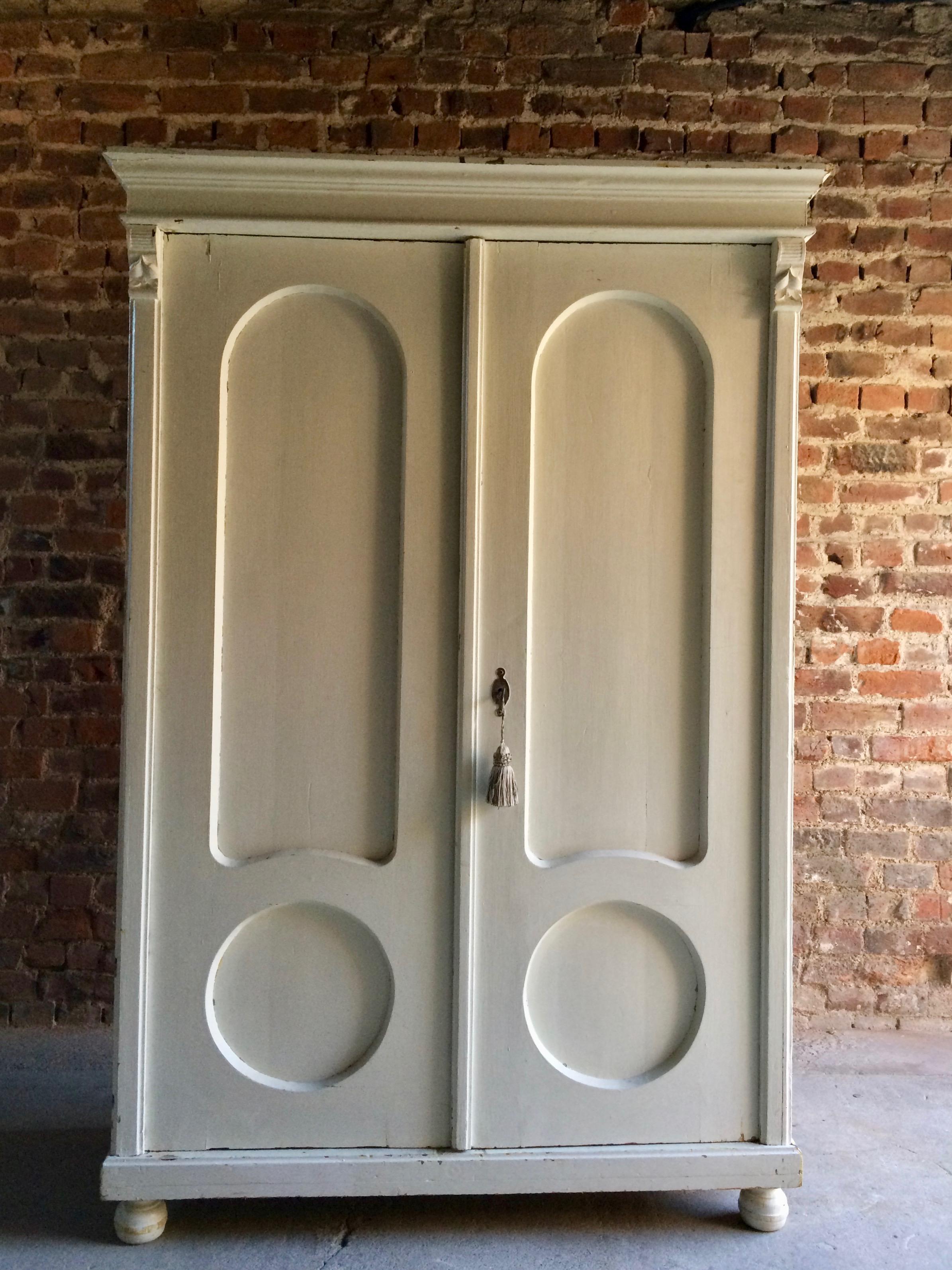 Late 19th Century Antique Pine Wardrobe Armoire French Victorian Pine 19th Century, 1890