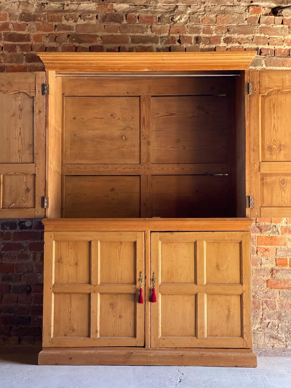 Late 19th Century Antique Pine Wardrobe Housekeepers Cupboard 19th Century Victorian, circa 1890