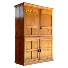 Antique Pine Wardrobe Housekeepers Cupboard 19th Century Victorian circa 1890