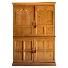 Antique Pine Wardrobe Housekeepers Cupboard 19th Century Victorian, circa 1890