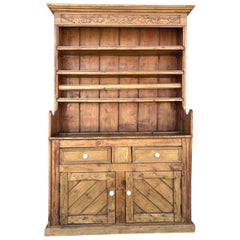 Antique Pine Welsh Hutch with Shelves (Welsh Dresser)