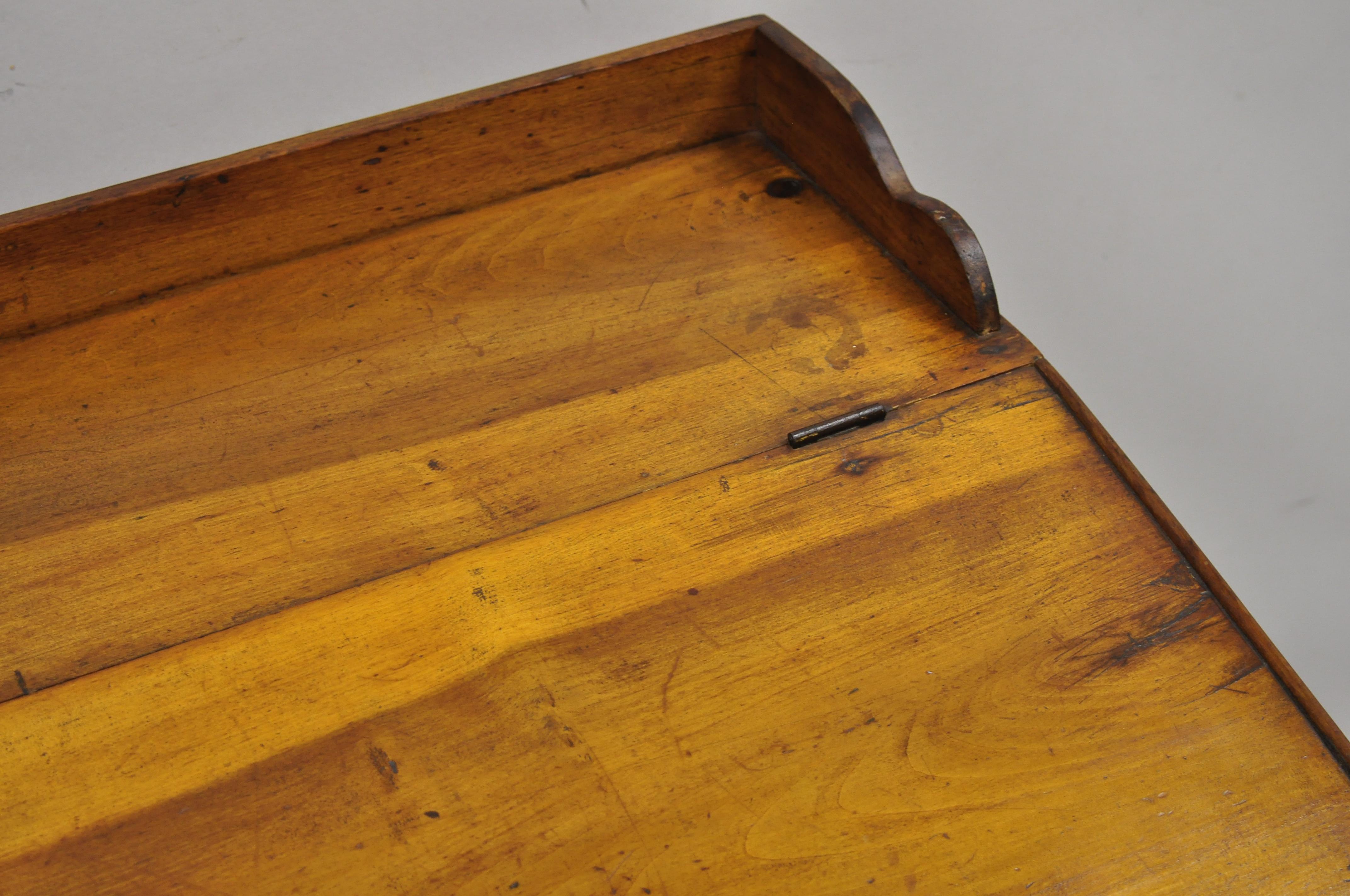 North American Antique Pine Wood American Primitive Flip Storage Work Plantation Desk Table