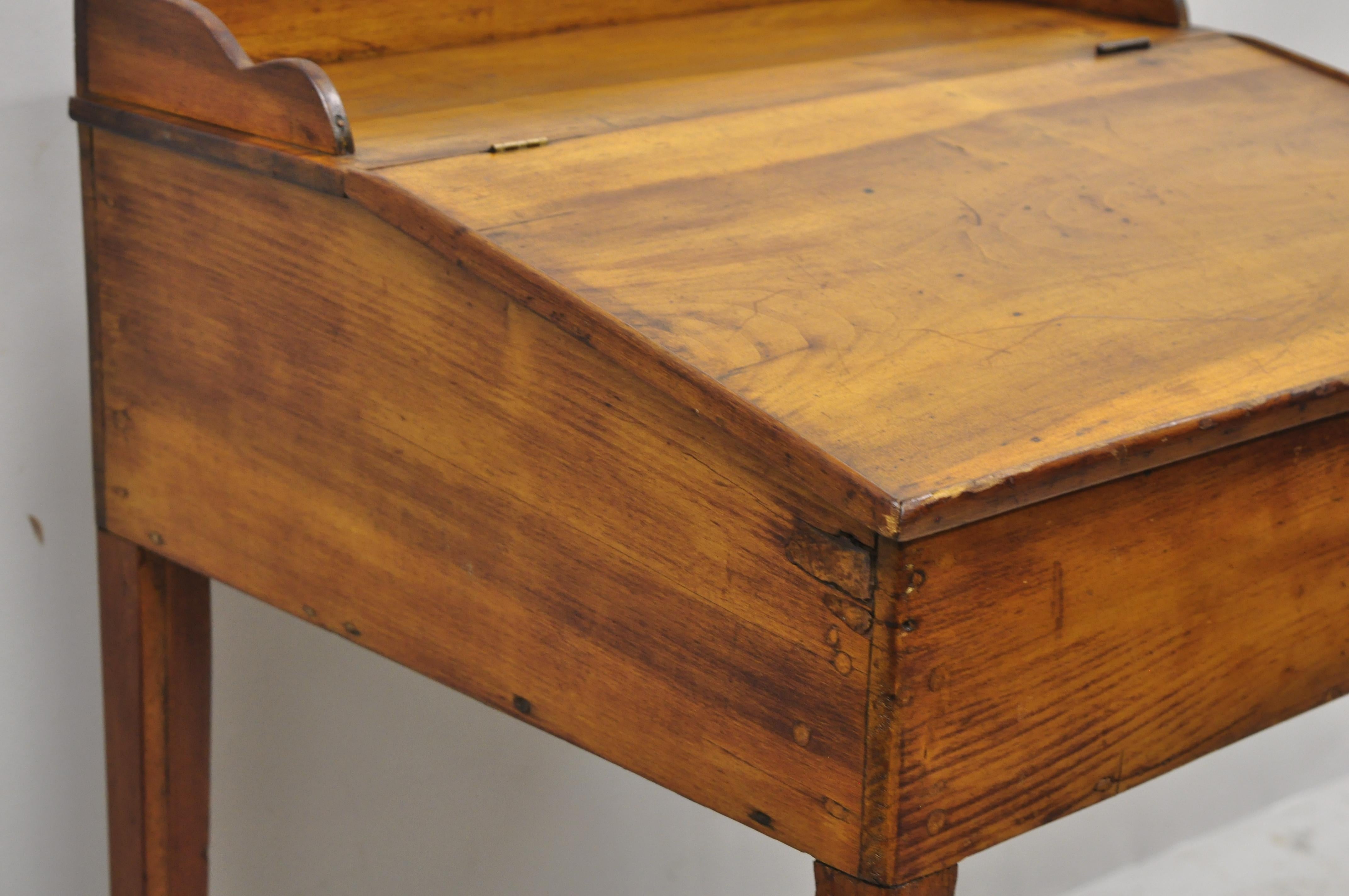 Antique Pine Wood American Primitive Flip Storage Work Plantation Desk Table 1