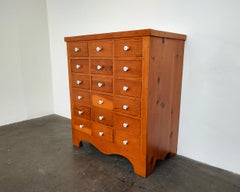 Antique Pine Wood Apothecary Chest of Drawers 1940s