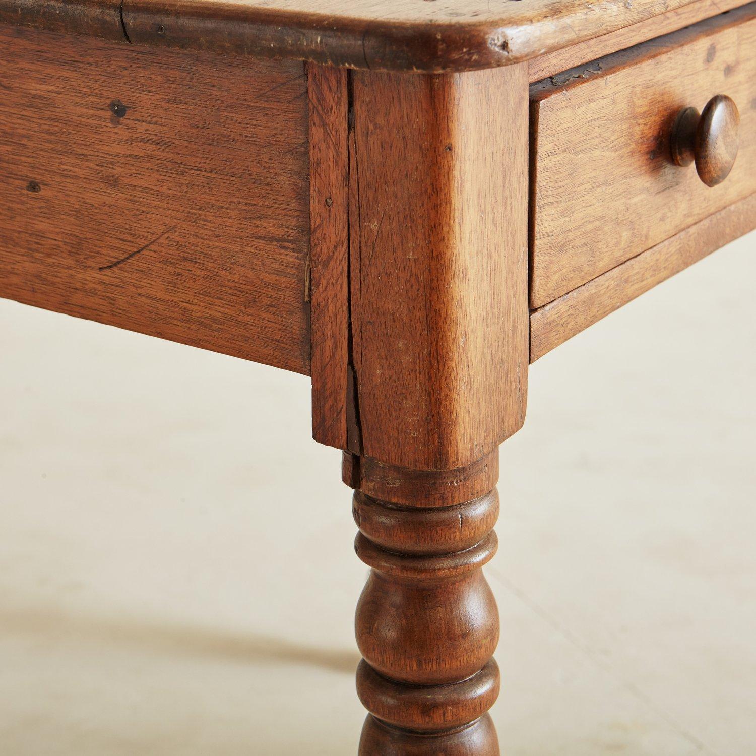 Antique Pine Wood Entry Table, 1900s 6