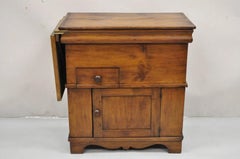Antique Pine Wood Lift Top Copper Lined Dry Sink with Copper Drop Side Surface