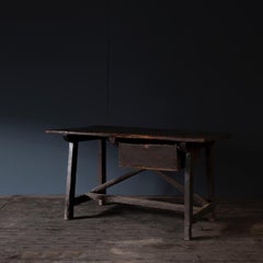 Antique Pine Wood Primitive Desk, Spain