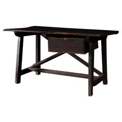 Antique Pine Wood Primitive Desk, Spain