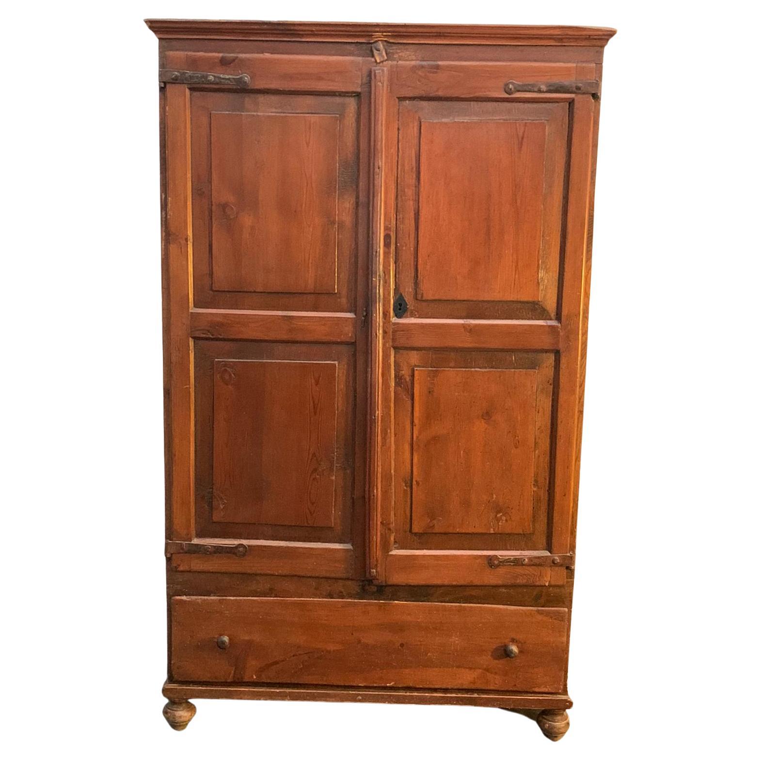 Antique Pine Wood Wardrobe, 1800 at 1stDibs