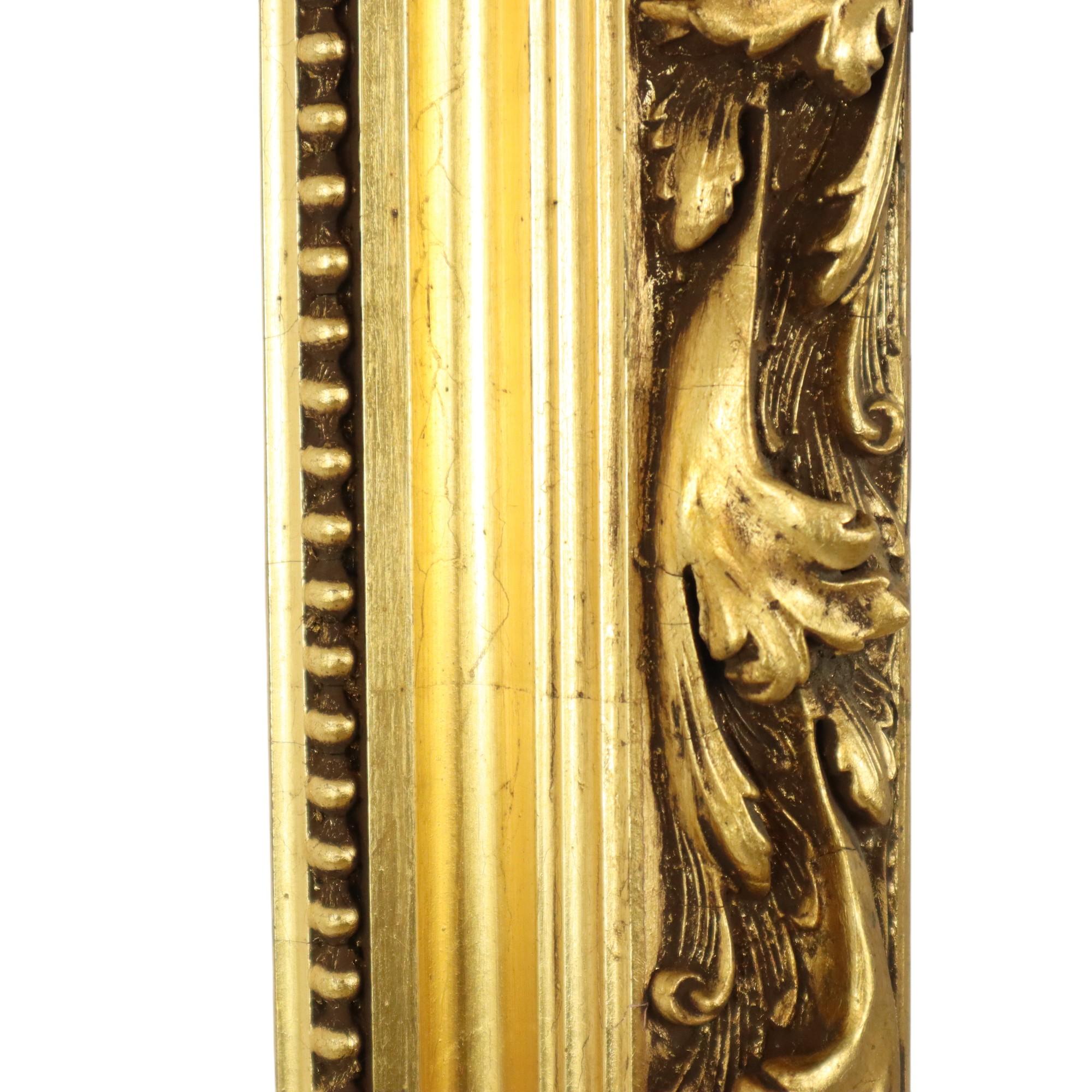 Antique Pinewood Baroque Style Frame Painting Gold Leaf 101cm For Sale 8