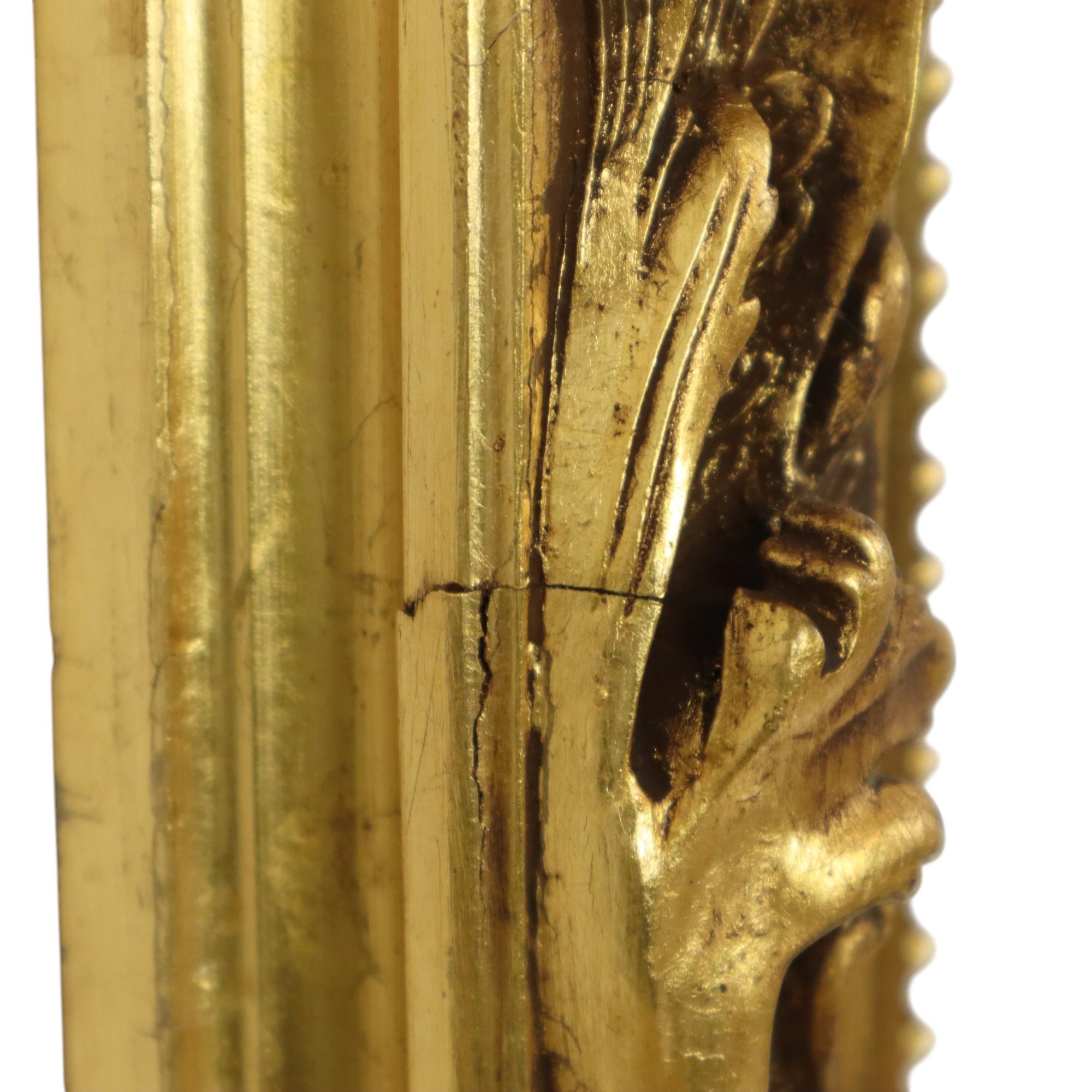 Antique Pinewood Baroque Style Frame Painting Gold Leaf 101cm For Sale 12