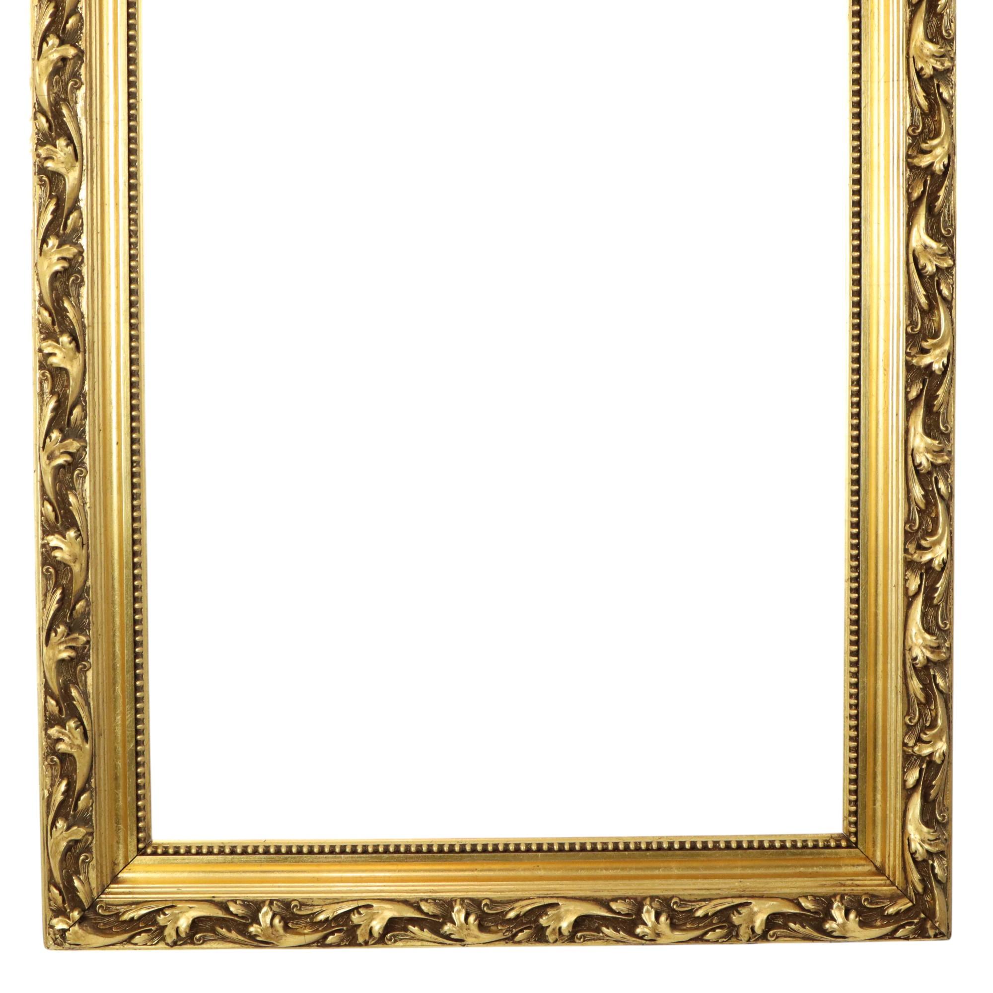 Gilt Antique Pinewood Baroque Style Frame Painting Gold Leaf 101cm For Sale