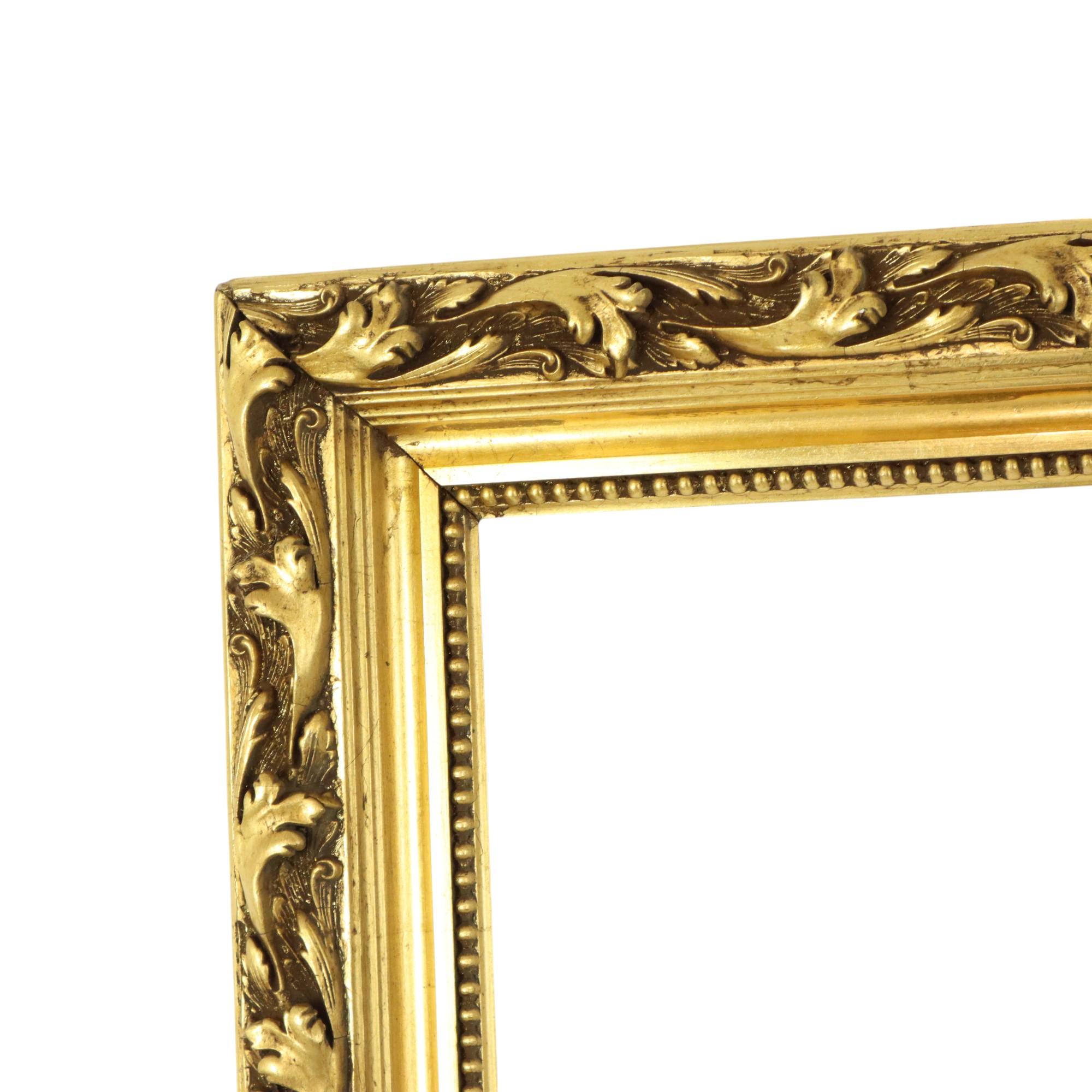 Antique Pinewood Baroque Style Frame Painting Gold Leaf 101cm In Good Condition For Sale In Poperinge, BE