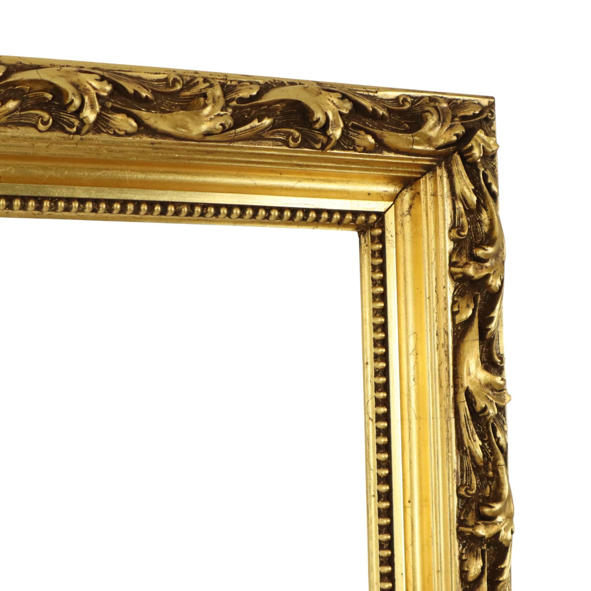 Mid-20th Century Antique Pinewood Baroque Style Frame Painting Gold Leaf 101cm For Sale