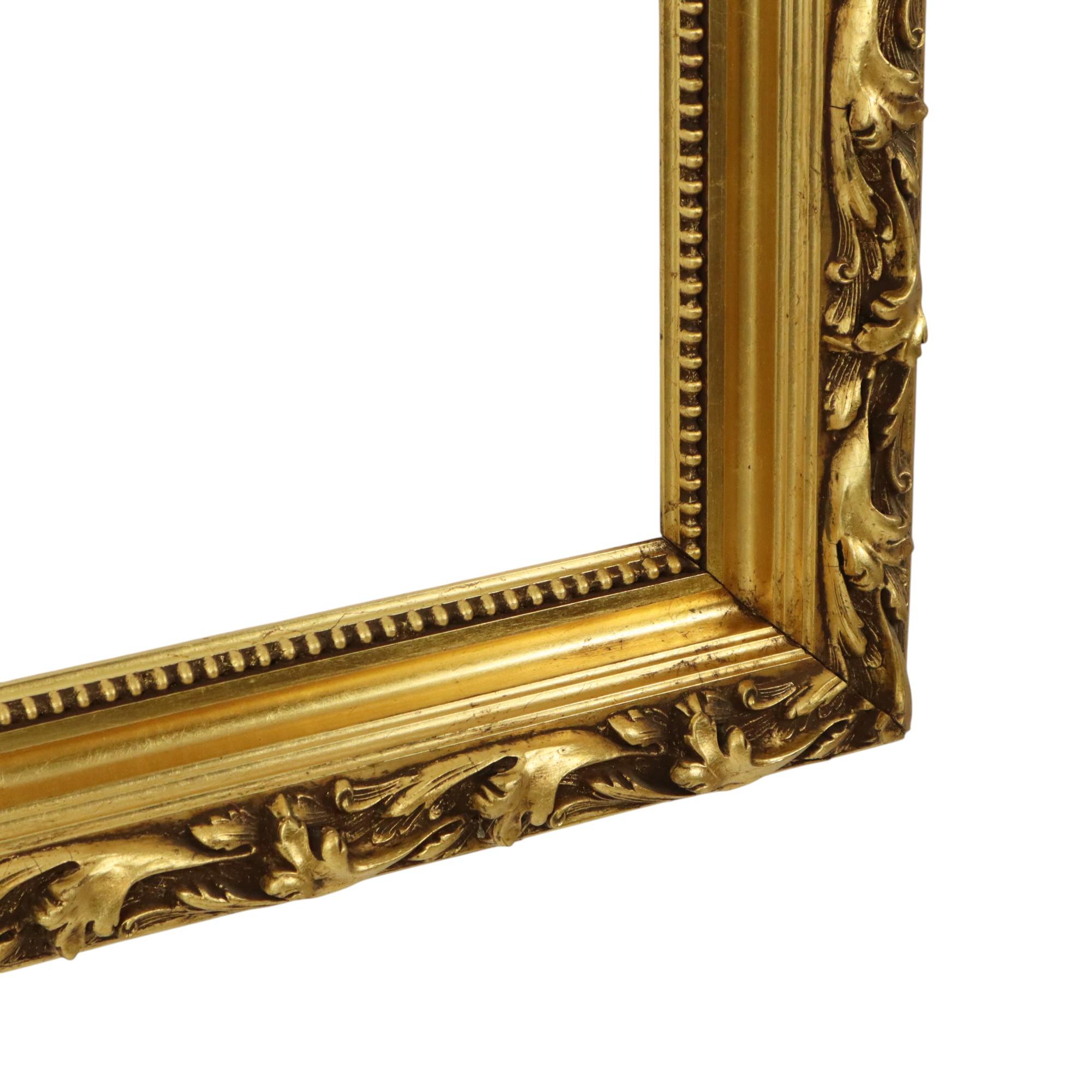 Antique Pinewood Baroque Style Frame Painting Gold Leaf 101cm For Sale 1